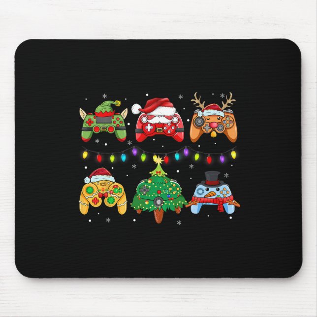 Santa Elf Gaming Controller Snowman Boys Kinder Mousepad (Vorne)