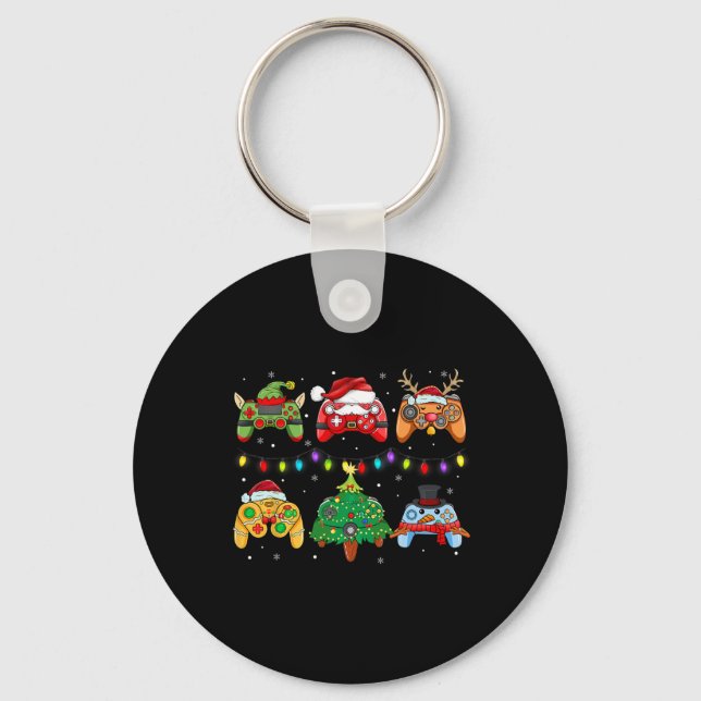 Santa Elf Gaming Controller Snowman Boys Kinder Schlüsselanhänger (Vorderseite)