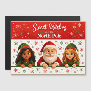 Santa & Elf Gesichter Nordpol-Spaß Weihnachtsmag Magnetkarte