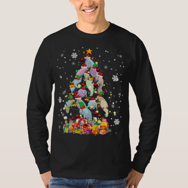 Santa ELF Herrenhaus Weihnachtsbaum Xmas Lights Ma T-Shirt (Vorderseite)