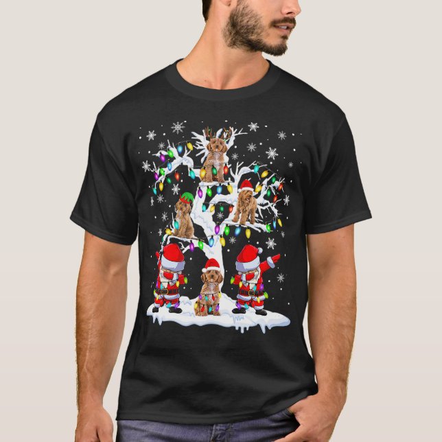 Santa ELF Reindeer Cockapoo auf dem Weihnachtsbaum T-Shirt (Vorderseite)