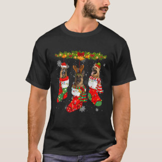 Santa Elf Reindeer German Shepherd Dog Xmas Socks  T-Shirt