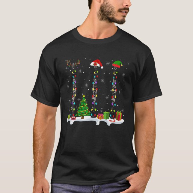 Santa Elf Reindeer Klarinette Xmas Light Musical I T-Shirt (Vorderseite)