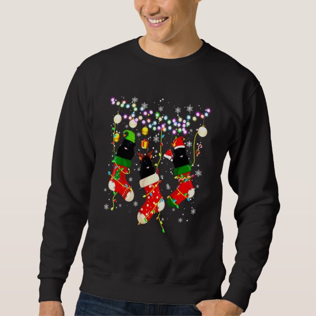 Santa Elf Reindeer Neufundland in Weihnachtssocken Sweatshirt (Vorderseite)