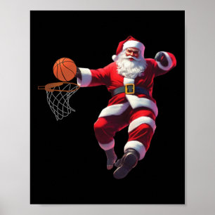 Santa elf spielen Basketball Weihnachtsfeiertag Poster