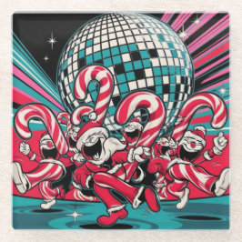 Santa Elves Candy Canes tanzen im Disco-Ball Glasuntersetzer