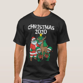 Santa Elves Reindeer in Maske Weihnachten 2020 Qua T-Shirt