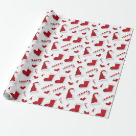 SANTA EMBOSED VIBRANT RED HUE WHUE HOLIDAYSEASON GESCHENKPAPIER