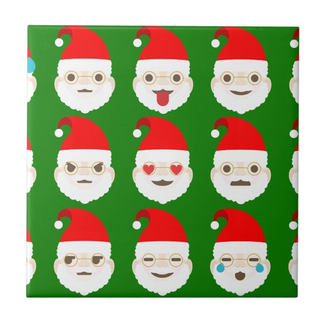 Santa Emoji Emoticons Fliese (Vorderseite)