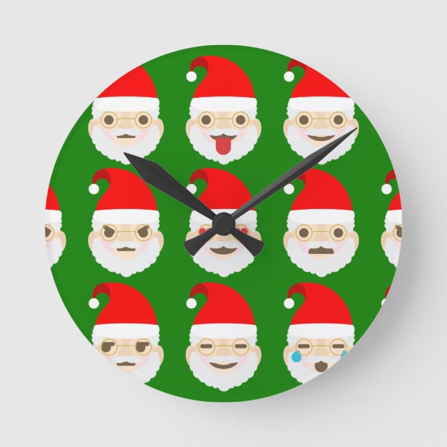 Santa Emoji Emoticons Runde Wanduhr (Vorderseite)