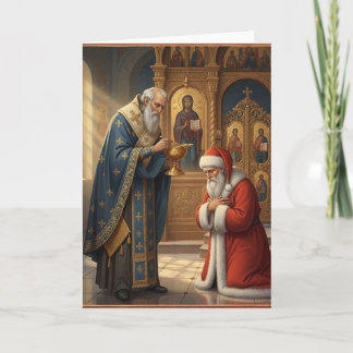 Santa empfängt Kommunion in orthodoxer Kirche Karte