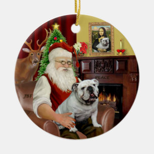 Santa-English-Bulldog Keramikornament