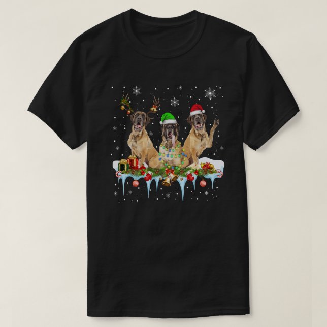 Santa English Mastiff Hund prächtige Rentiere Chri T-Shirt (Design vorne)
