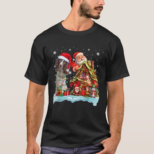 Santa English Springer Spaniel Funny Santa Gnome S T-Shirt (Vorderseite)