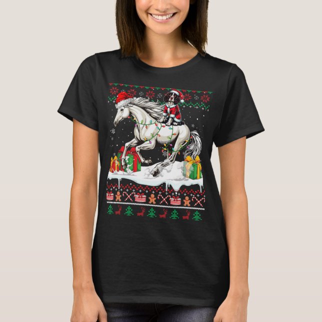 Santa English Springer Spaniel Reiten Xmas S T-Shirt (Vorderseite)