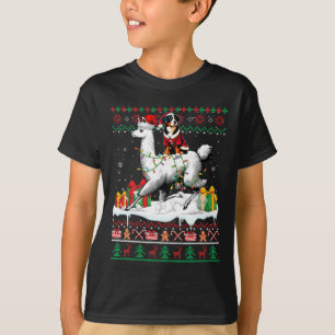 Santa Entlebucher Mountain Riding Llama Weihnachte T-Shirt