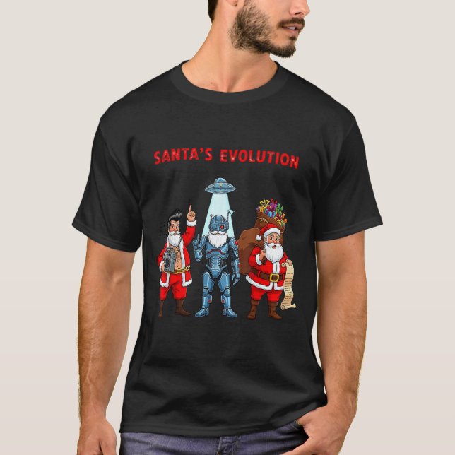 Santa Evolution Robot Clic Future Funny Christmas  T-Shirt (Vorderseite)
