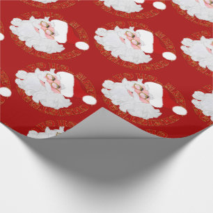 Santa Face Circles Red Gift Wrapping Paper Geschenkpapier