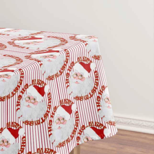 Santa Face Circles, Red Stripes-TABLECLOTH 60x104 Tischdecke (Beispiel)