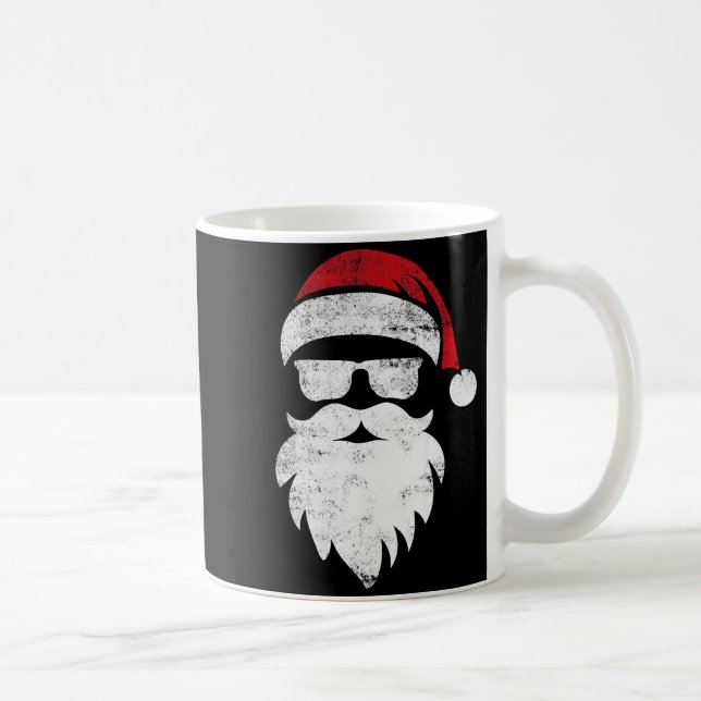 Santa Face Hipster Style Funny Christmas Pajamas  Kaffeetasse (Rechts)