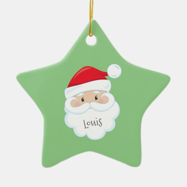 Santa Face mit Name und Keramik Ornament (Vorne)