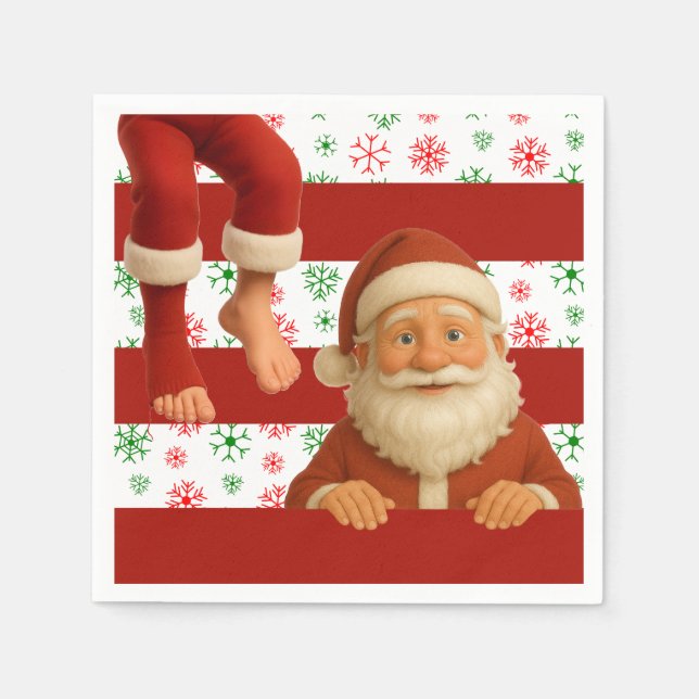 Santa Face | North Pole Spirits Christmas  Serviette (Vorderseite)