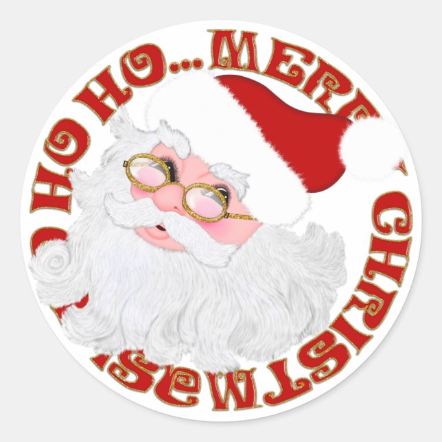 Santa Face, Red-ROUND CHRISTMAS STICKERS (Vorderseite)
