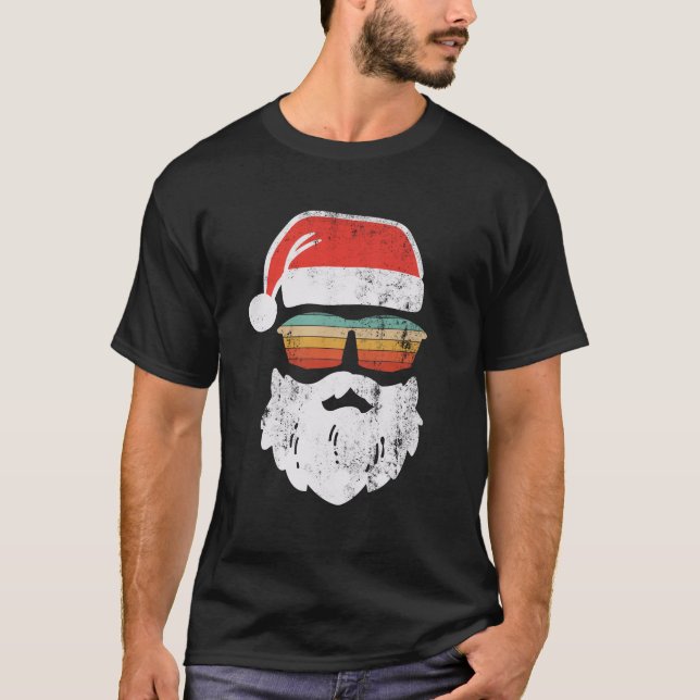Santa Face Retro Sungasse T-Shirt (Vorderseite)