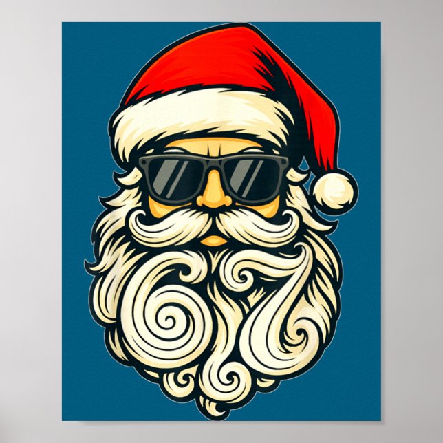 Santa Face Retro Sungles 6 7 Christmas 67 Santa Si Poster (Vorne)