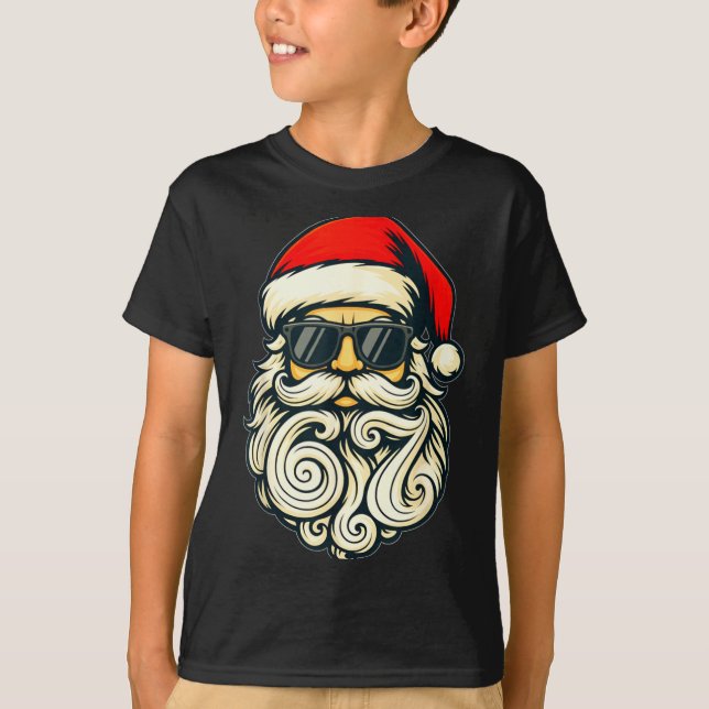Santa Face Retro Sungles 6 7 Christmas 67 Santa Si T-Shirt (Vorderseite)