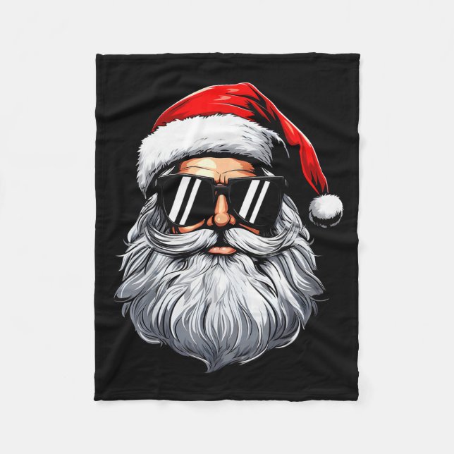 Santa Face Retro Sungles Christmas Shirts For Mens Fleecedecke (Vorderseite)