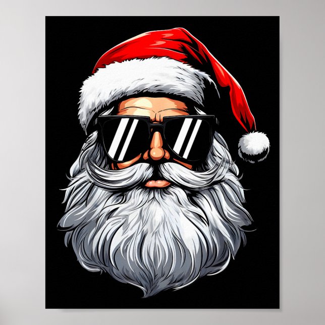 Santa Face Retro Sungles Christmas Shirts For Mens Poster (Vorne)