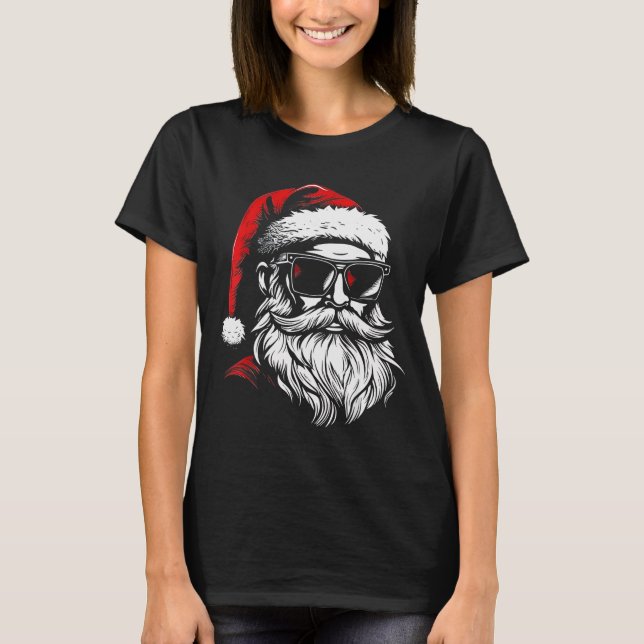 Santa Face Retro Sungles Christmas Xmas Men  T-Shirt (Vorderseite)