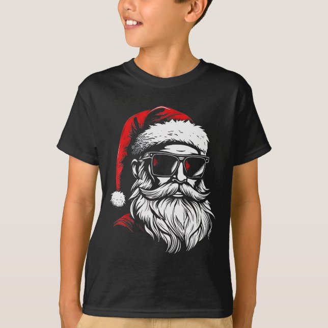 Santa Face Retro Sungles Christmas Xmas Men  T-Shirt (Vorderseite)