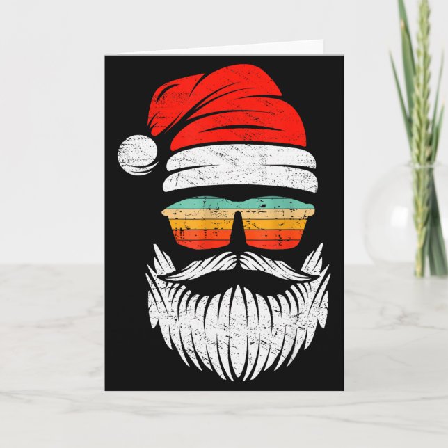 Santa Face Retro Sungles Christmas Xmas Men Women  Karte (Vorderseite)