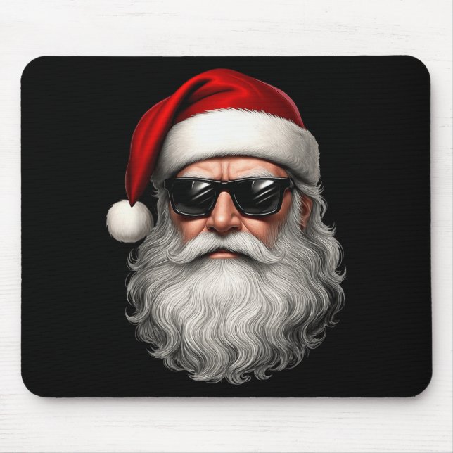 Santa Face Retro Sungles Funny Christmas Pajama Me Mousepad (Vorne)