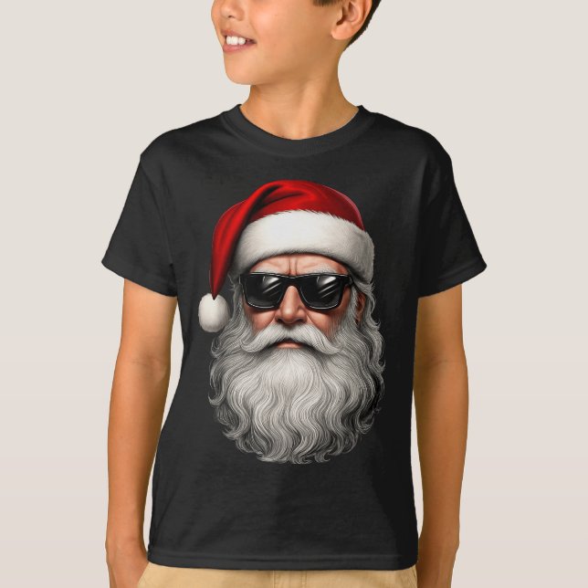 Santa Face Retro Sungles Funny Christmas Pajama Me T-Shirt (Vorderseite)