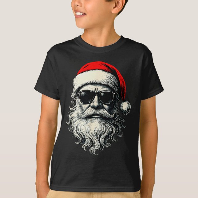 Santa Face Retro Sungles Funny Christmas Pajama Me T-Shirt (Vorderseite)