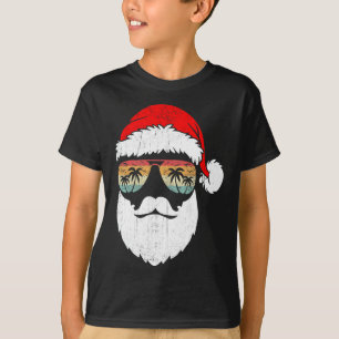 Santa Face Retro Sungles Hawaii Weihnachten Weihna T-Shirt