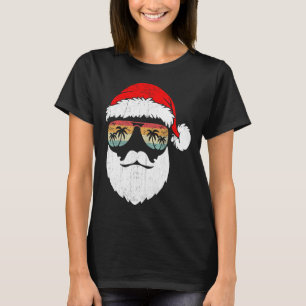 Santa Face Retro Sungles Hawaii Weihnachten Weihna T-Shirt
