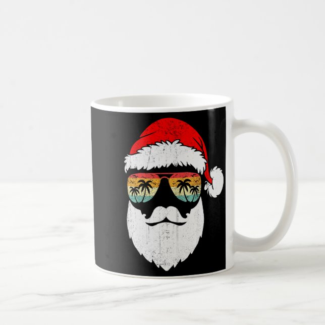 Santa Face Retro Sungles Hawaiian Christmas Xmas T Kaffeetasse (Rechts)