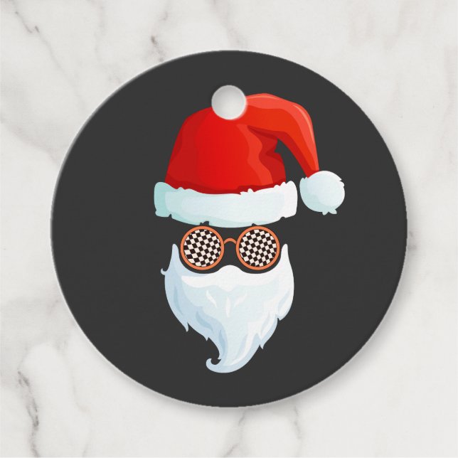 Santa Face Sonnenbrille Cooler Hipster Weihnachten Geschenkanhänger (Vorderseite)