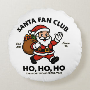 Santa Fan Club – „Ho, Ho, Ho“ Weihnachtsdesign im Rundes Kissen