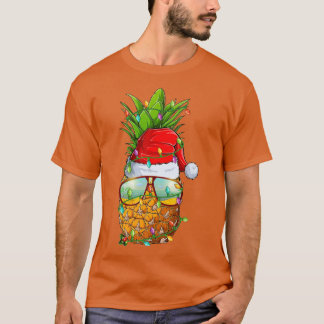 Santa Fat Ananas Brille Xmas Lights Ananas T-Shirt