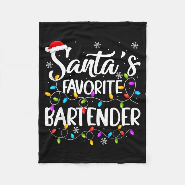 Santa Favorite Bartender Christmas Lights Funny Xm Fleecedecke (Vorderseite)