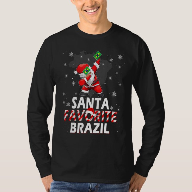 Santa Favorite Brasilien Flag Dabbing Hat in Snow  T-Shirt (Vorderseite)