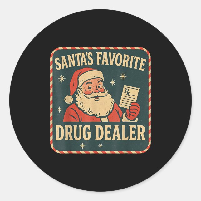 Santa Favorite Drug Er Christmas Pharmacist Health Runder Aufkleber (Vorderseite)