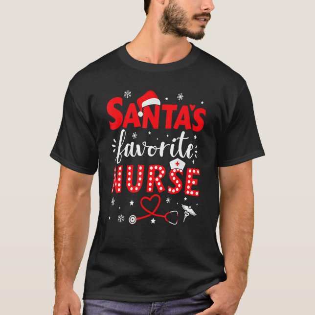 Santa Favorite Nurse For Christmas In Hospital T-Shirt (Vorderseite)