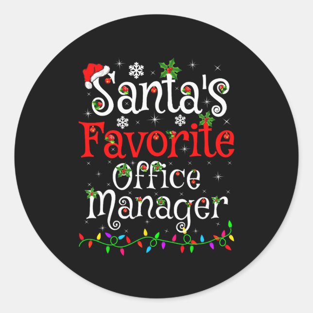 Santa Favorite Office Manager Christmas Family Fun Runder Aufkleber (Vorderseite)