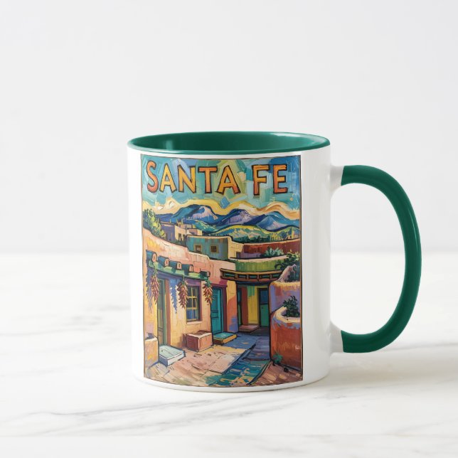 Santa Fe Adobe Homes Van Gogh Starry Night Style Tasse (Rechts)